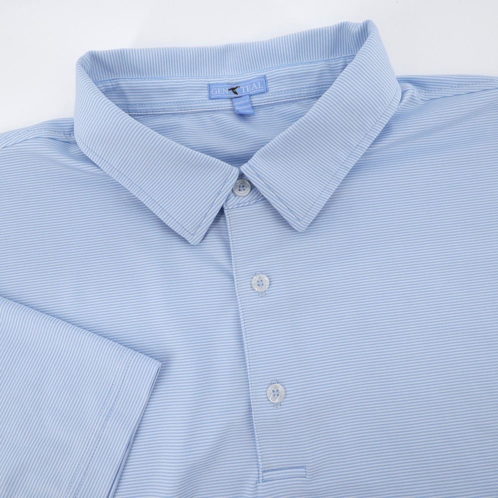 GenTeal Striped Performance Polo Light Blue Short Sleeve Shirt Mens 3XL